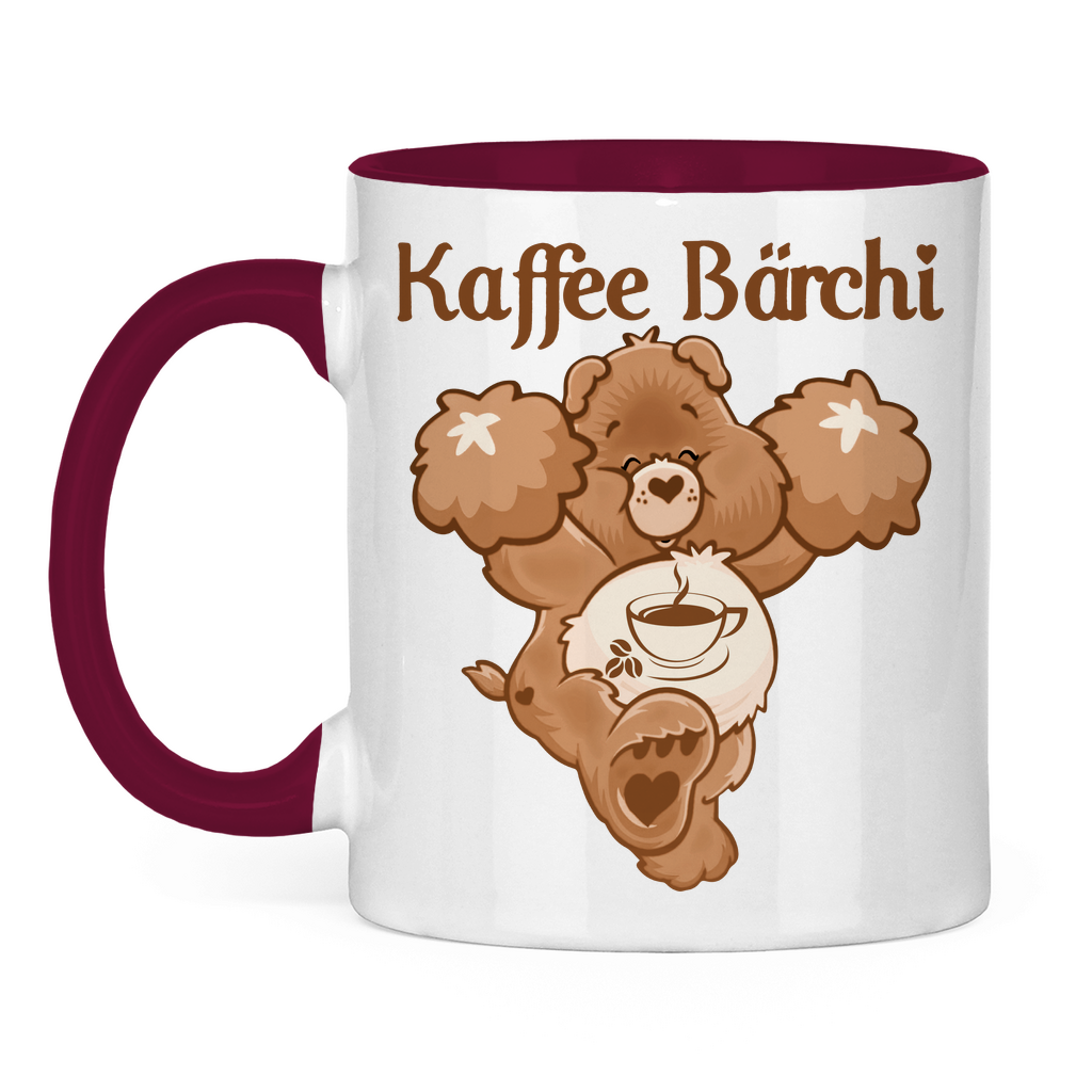 Kaffee Bärchi - Glücksbärchi - Tasse zweifarbig Burgundy