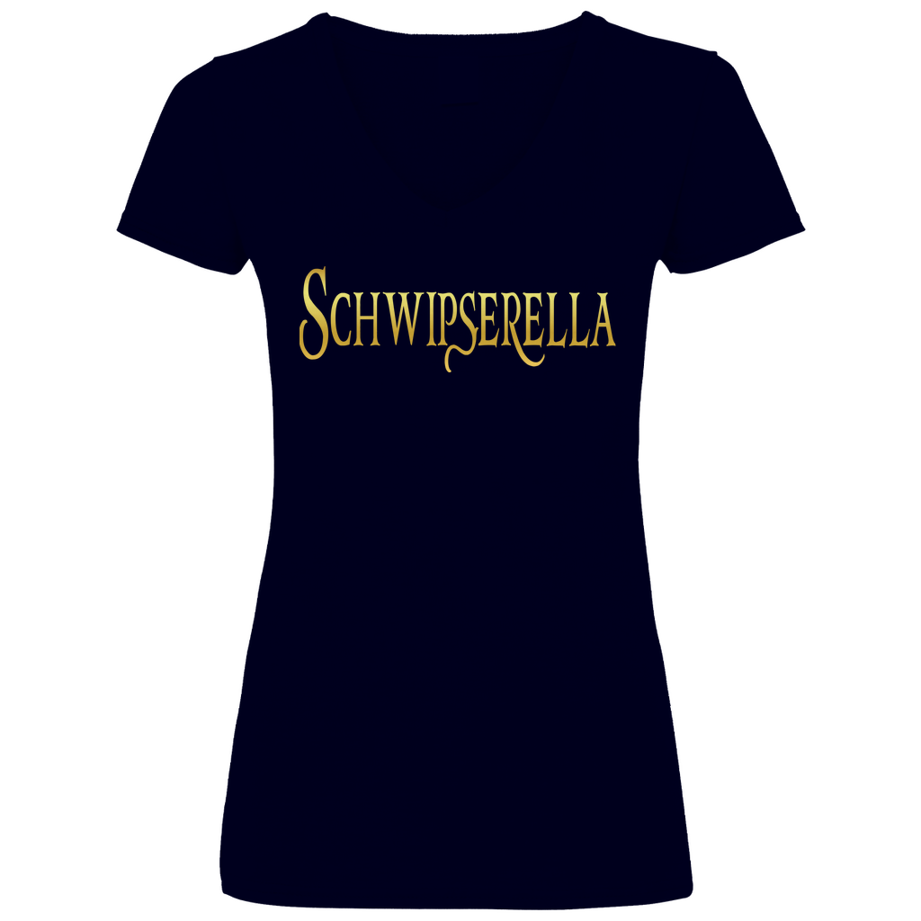 Schwipserella - Prinzessin Gold - V-Neck Damenshirt Deep Navy