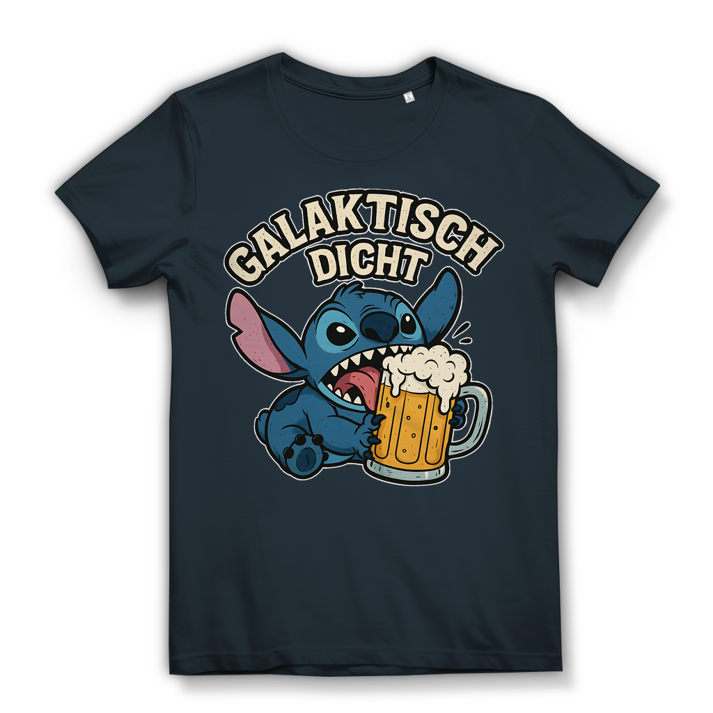 Stitch Galaktisch Dicht Bier Alien - Damen Premium Bio T-Shirt Dark Grey