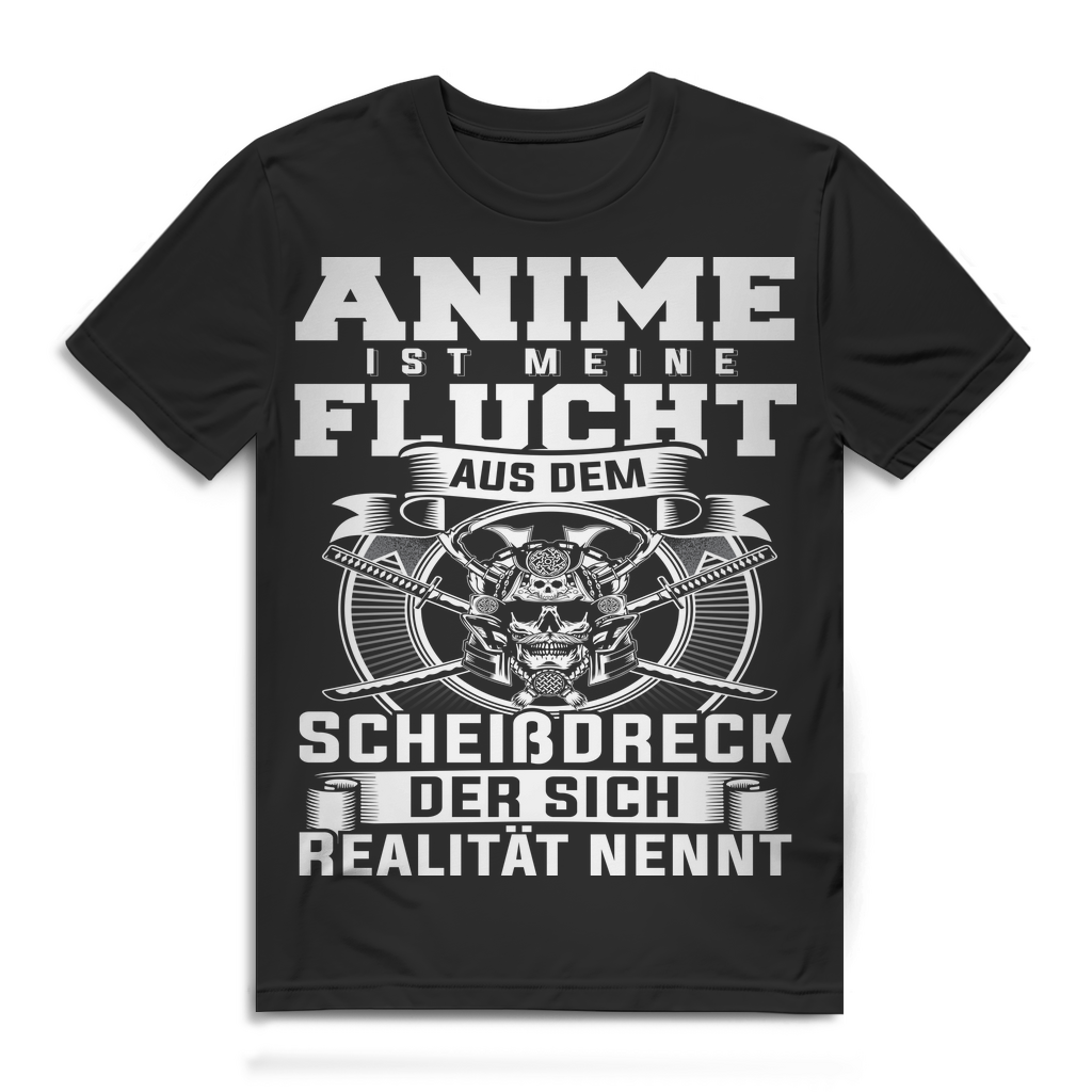Herren T-Shirt Anime ist meine Flucht aus der Realität Samurai Shirt Black