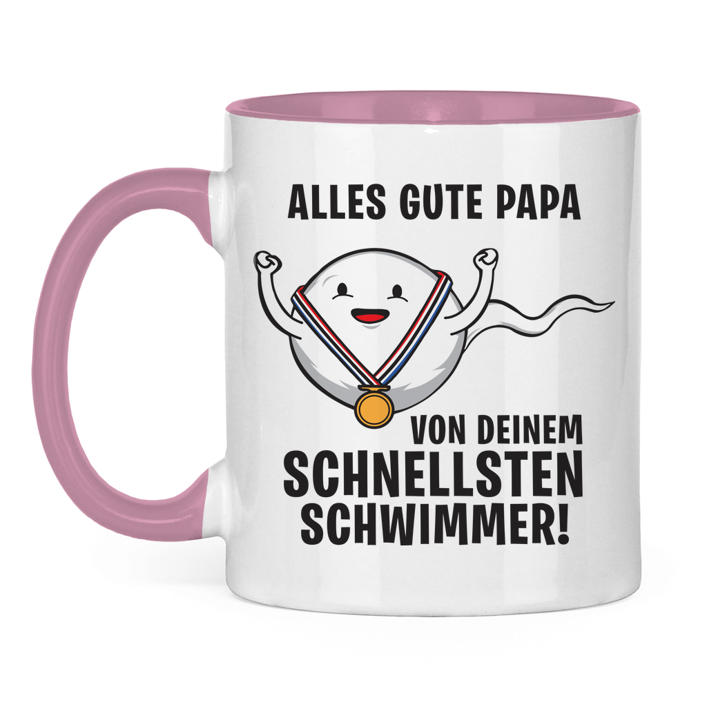 Alles gute Papa von deinem schnellsten Schwimmer! - Tasse zweifarbig Pink