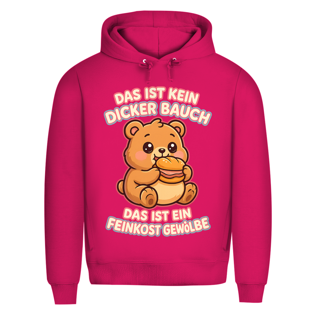 Herren Premium Bio Hoodie Das Ist Kein Dicker Bauch Das Ist Ein Feinkost Gewölbe Teddybär Magenta Pink