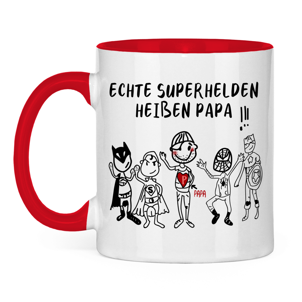 Echte Superhelden heißen Papa! - Tasse zweifarbig Red