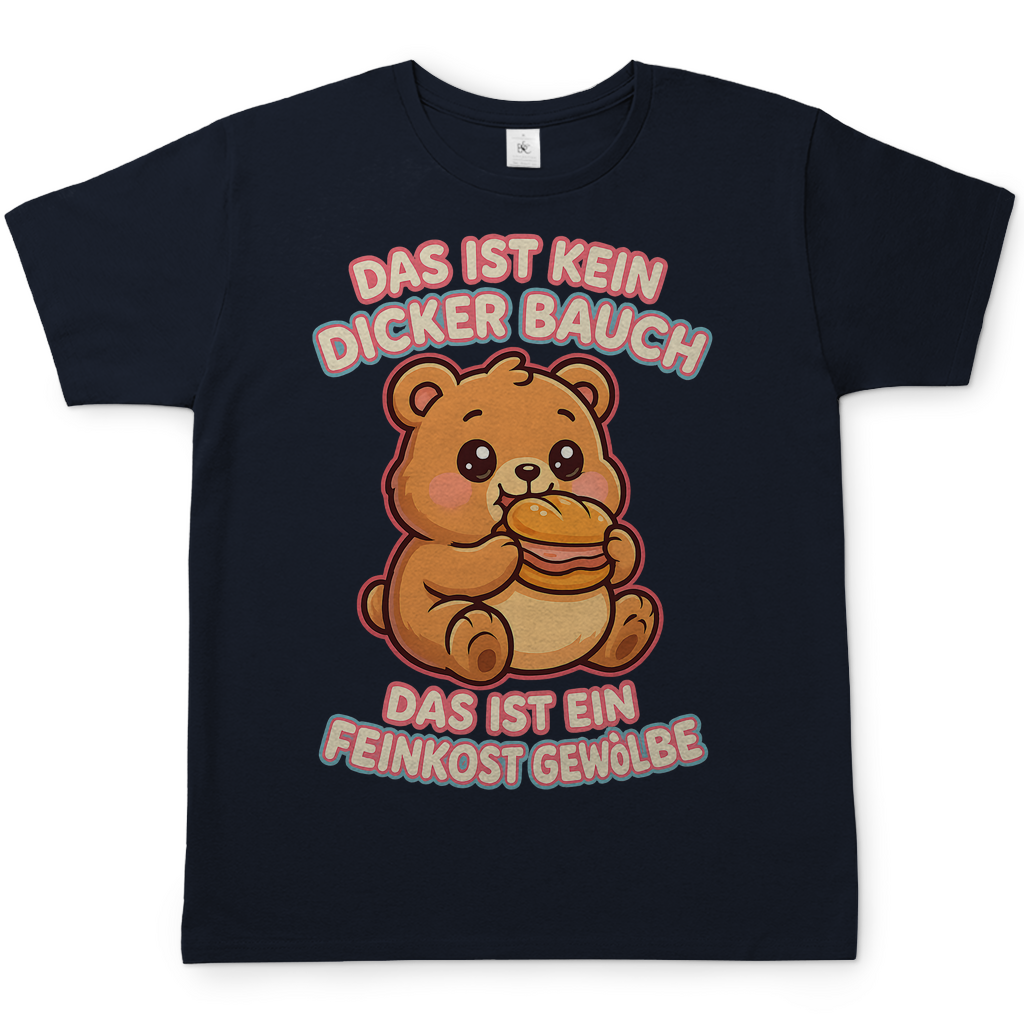 Herren T-Shirt Das Ist Kein Dicker Bauch Das Ist Ein Feinkost Gewölbe Teddybär Navy
