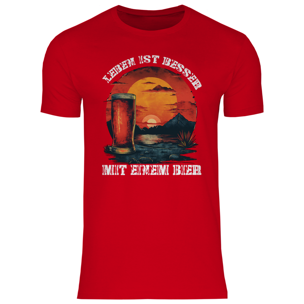 Leben ist besser mit einem Bier - Herren Shirt Red