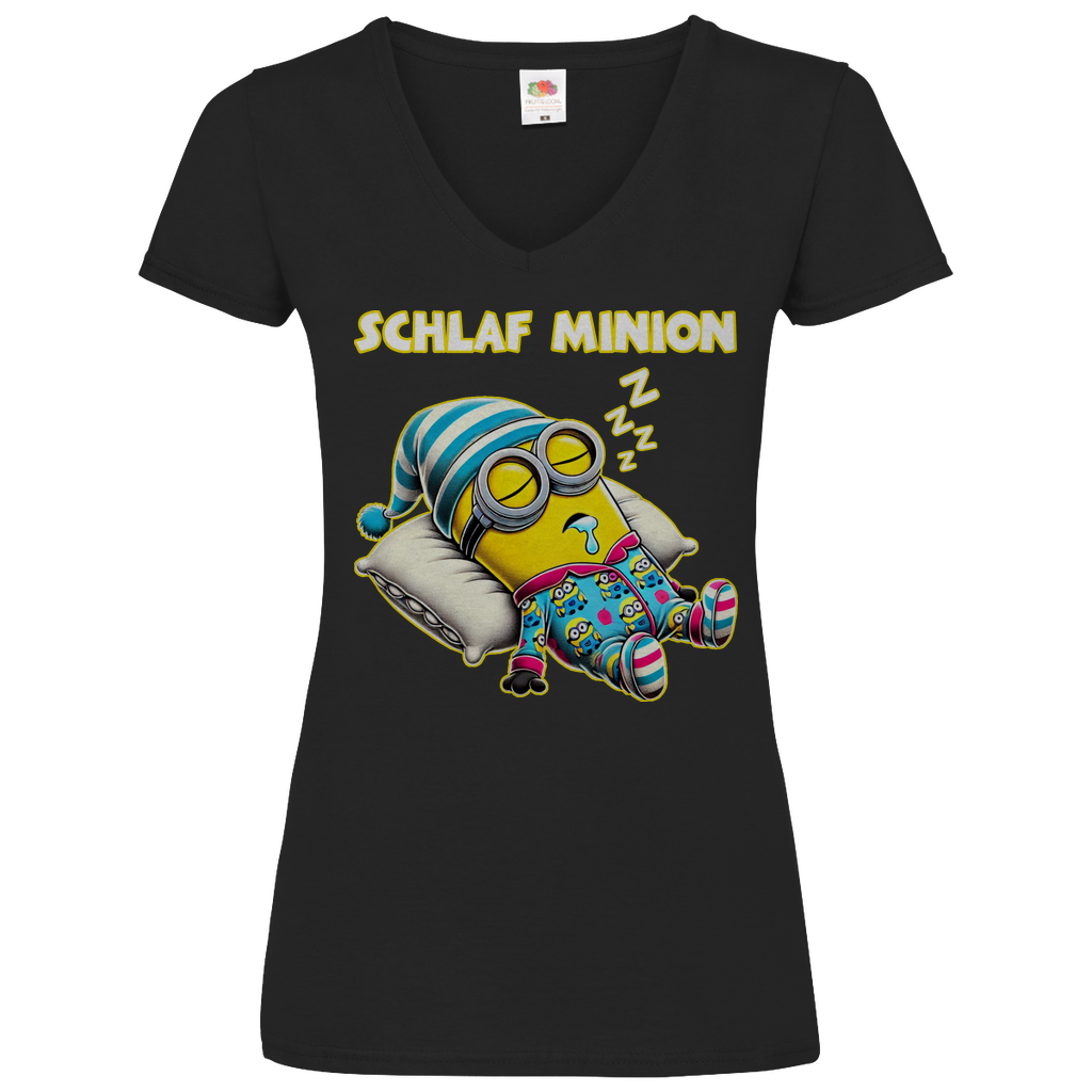 Schlaf Minion - V-Neck Damenshirt