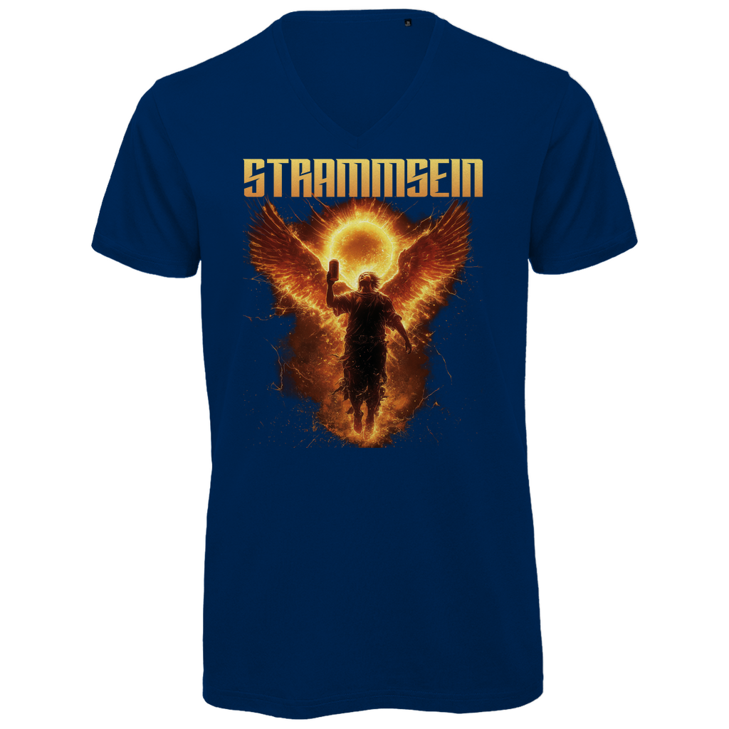 Strammsein Du Ich Wir Bier - Herren Premium Bio V-Neck T-Shirt Navy