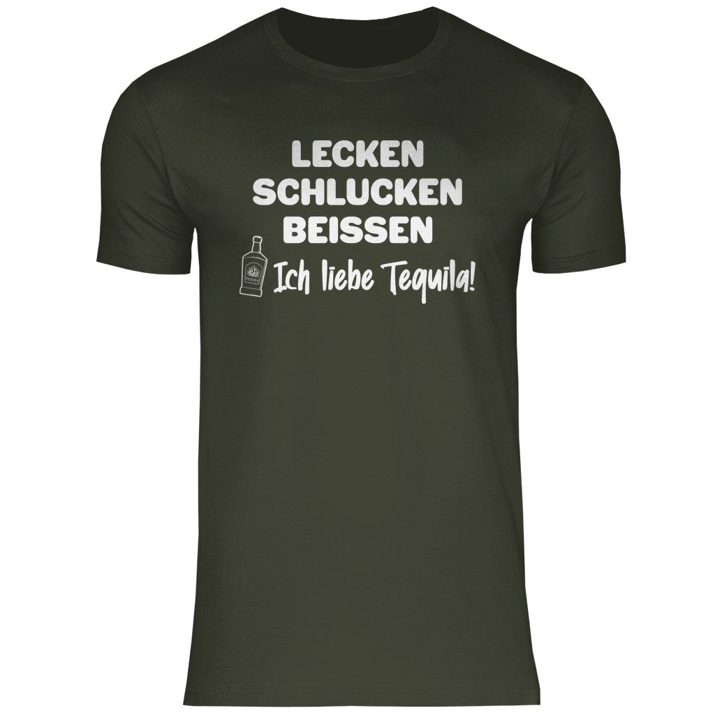 Lecken Schlucken Beissen ich liebe Tequila - Herren Shirt Urban Khaki