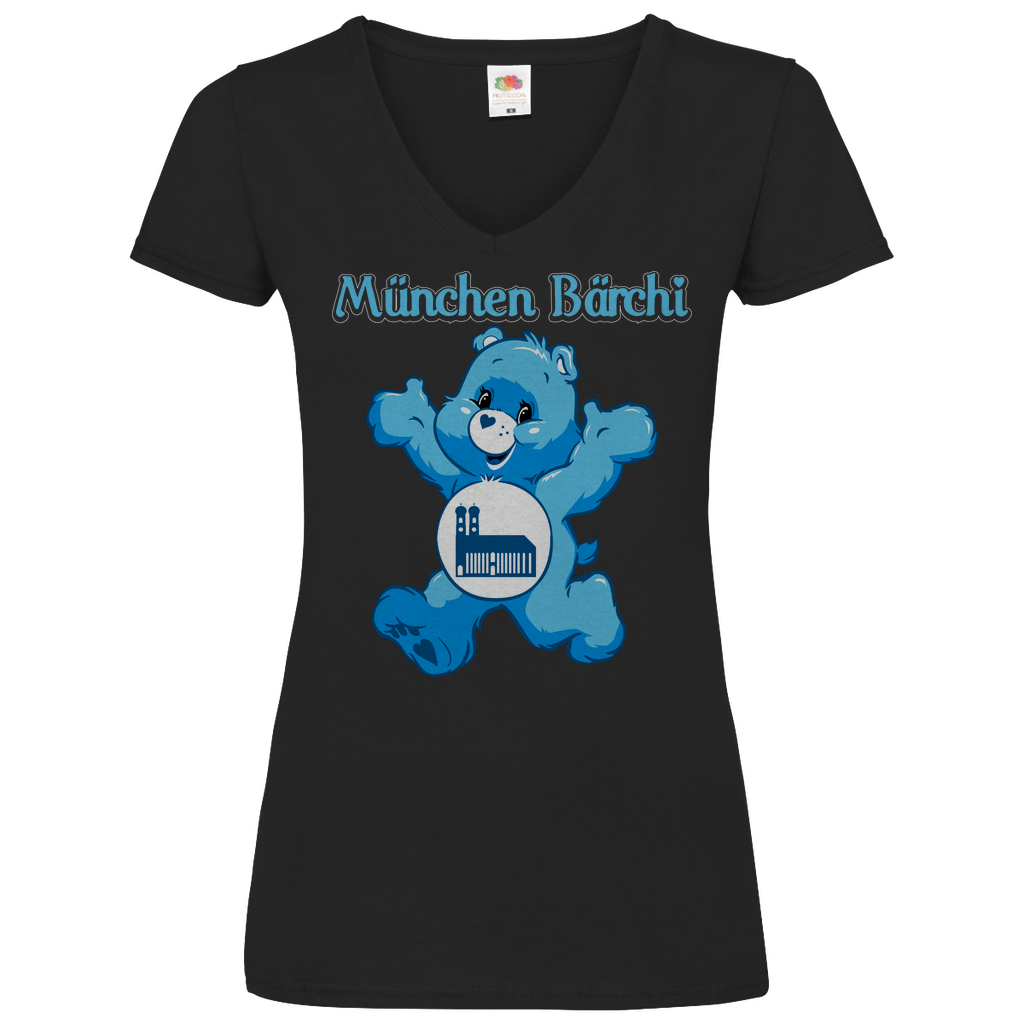 München Bärchi - Glücksbärchi - V-Neck Damenshirt Black