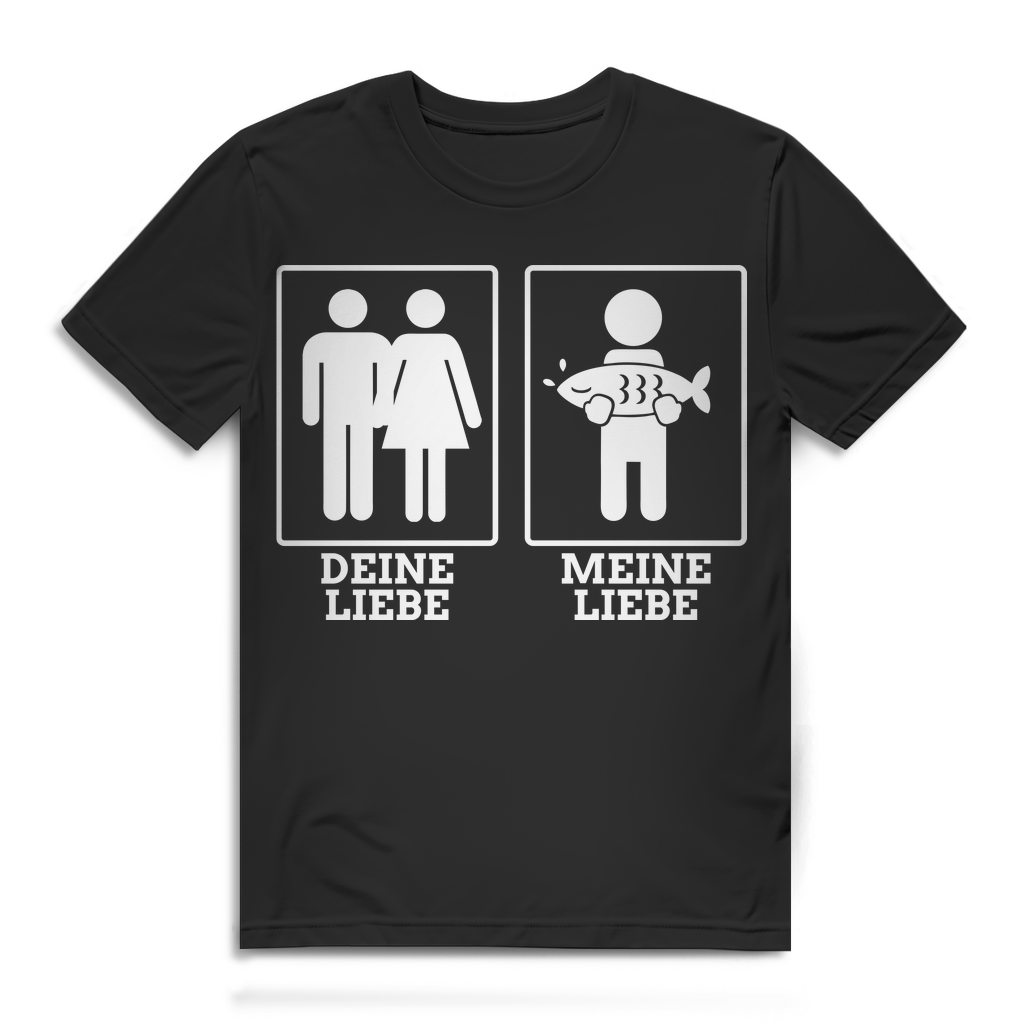 Herren T-Shirt Deine Liebe meine Liebe Angler Fischen Shirt Black
