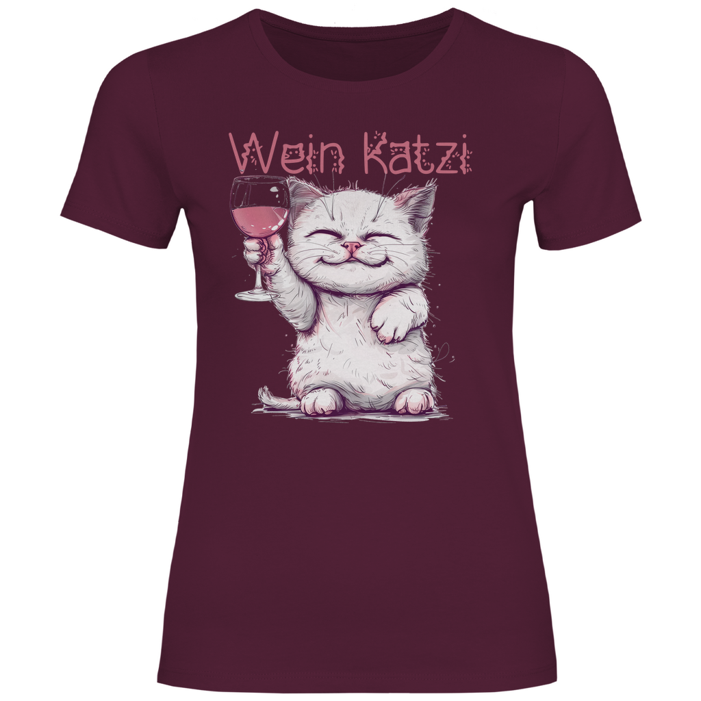 Wein Katzi Katze - Damenshirt Burgundy
