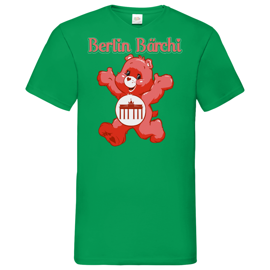 Berlin Bärchi - Glücksbärchi - Herren V-Neck Shirt Kelly Green