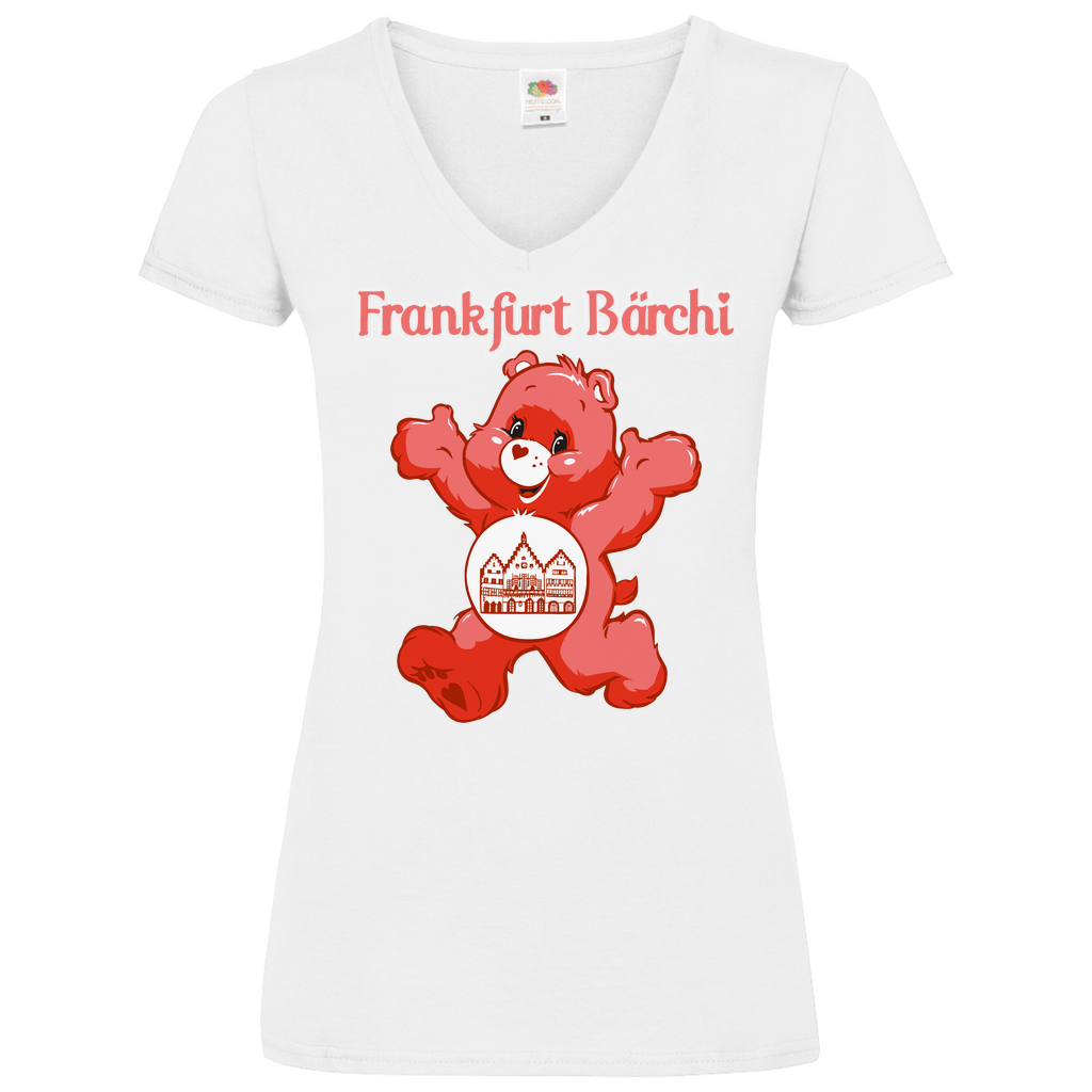 Frankfurt Bärchi - Glücksbärchi - V-Neck Damenshirt White
