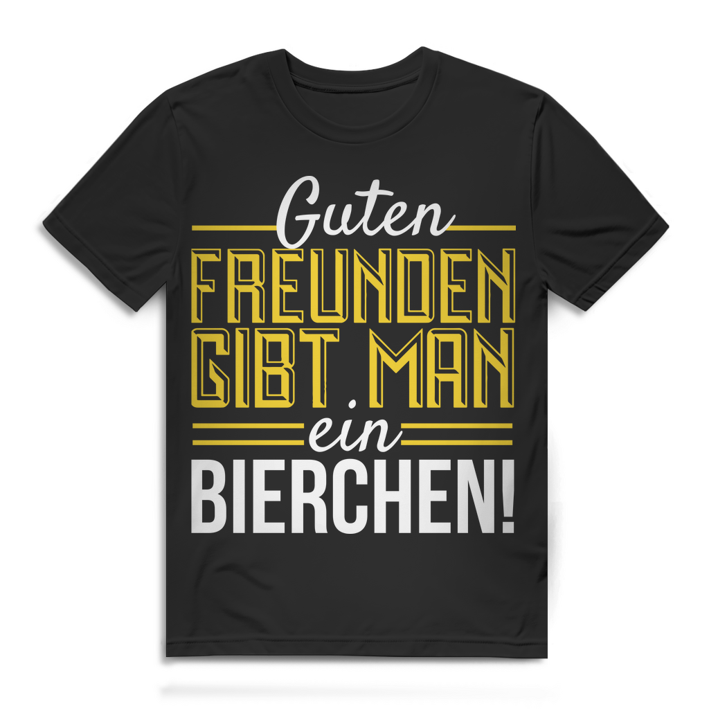 Bier T Shirt Männer – Guten Freunden gibt man ein Bierchen – Funshirt Herren Black