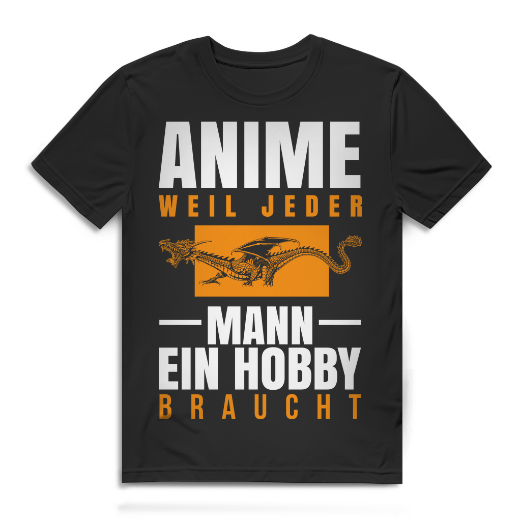 Herren T-Shirt Anime weil jeder Mann ein Hobby braucht Black