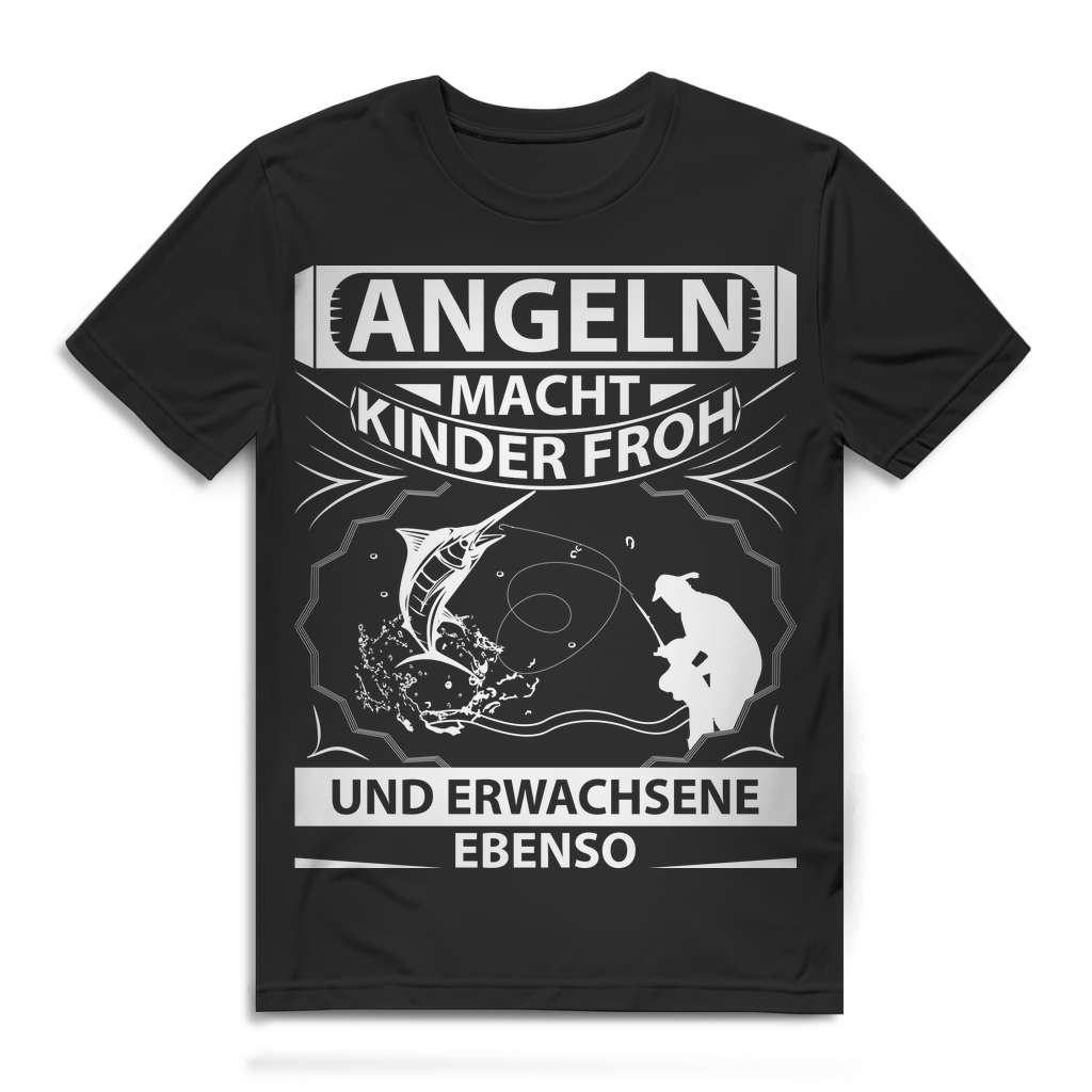 Angler Shirt Herren – Angeln macht Kinder froh und Erwachsene ebenso T-Shirt Black