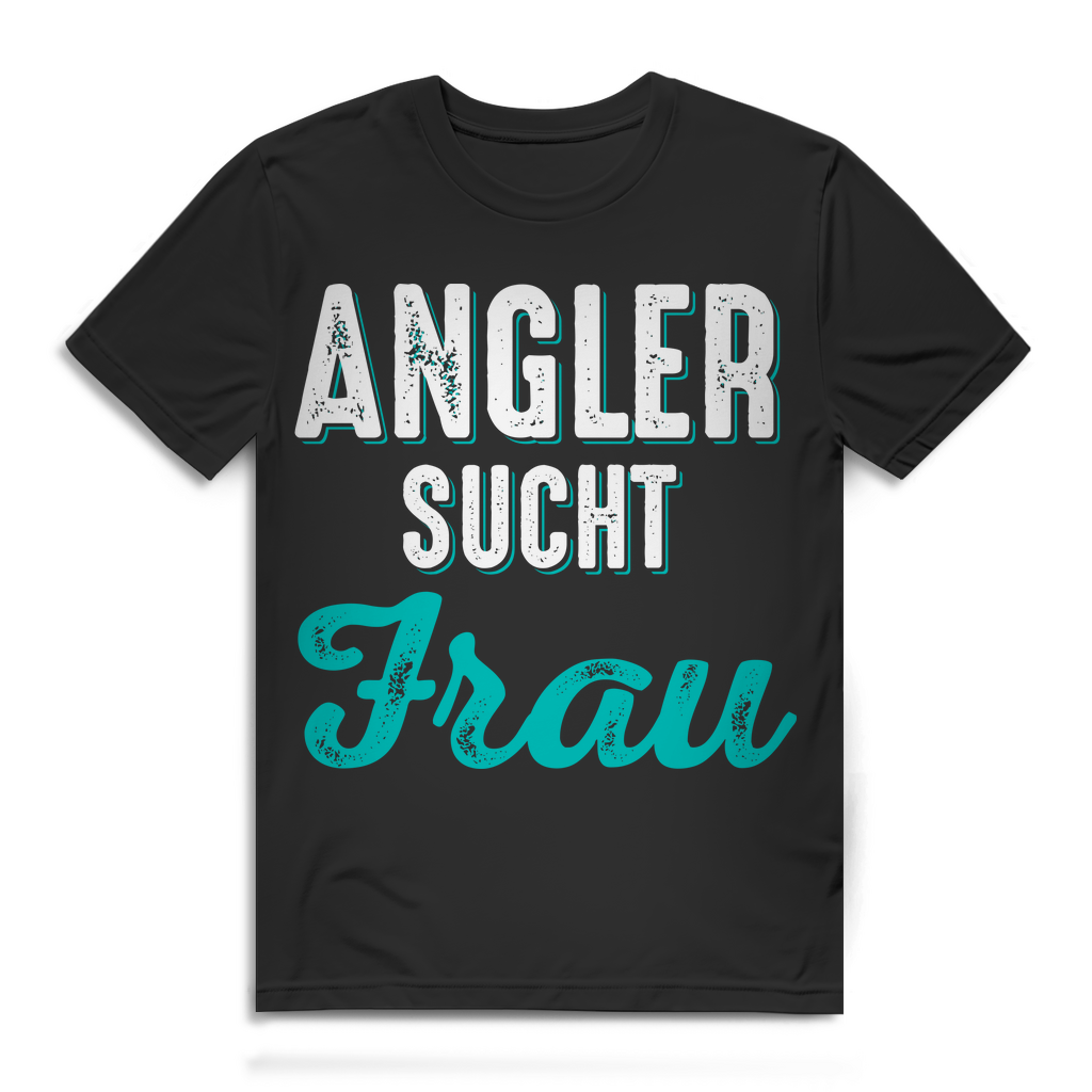Herren T-Shirt Angler sucht Frau Single Angeln Shirt Bio Baumwolle Black