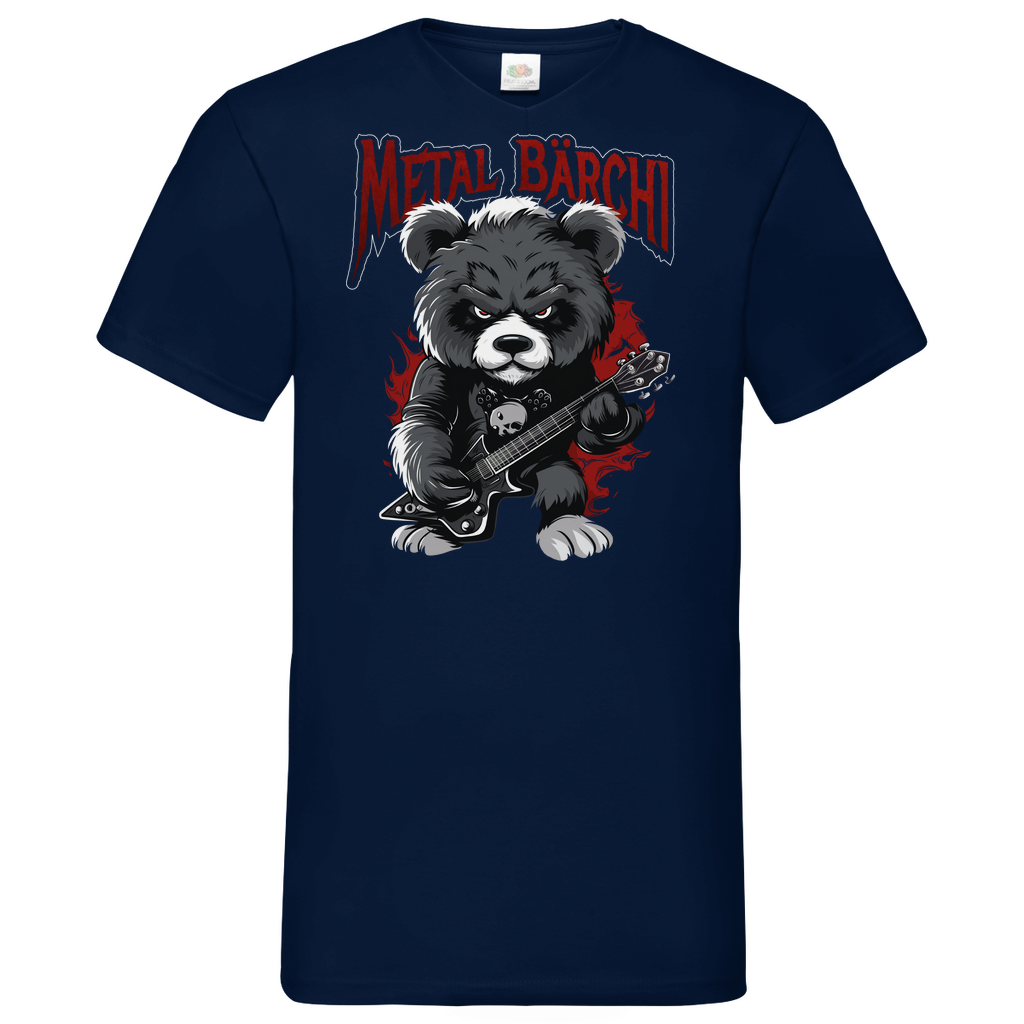 Metal Bärchi - Glücksbärchi - Herren V-Neck Shirt Navy