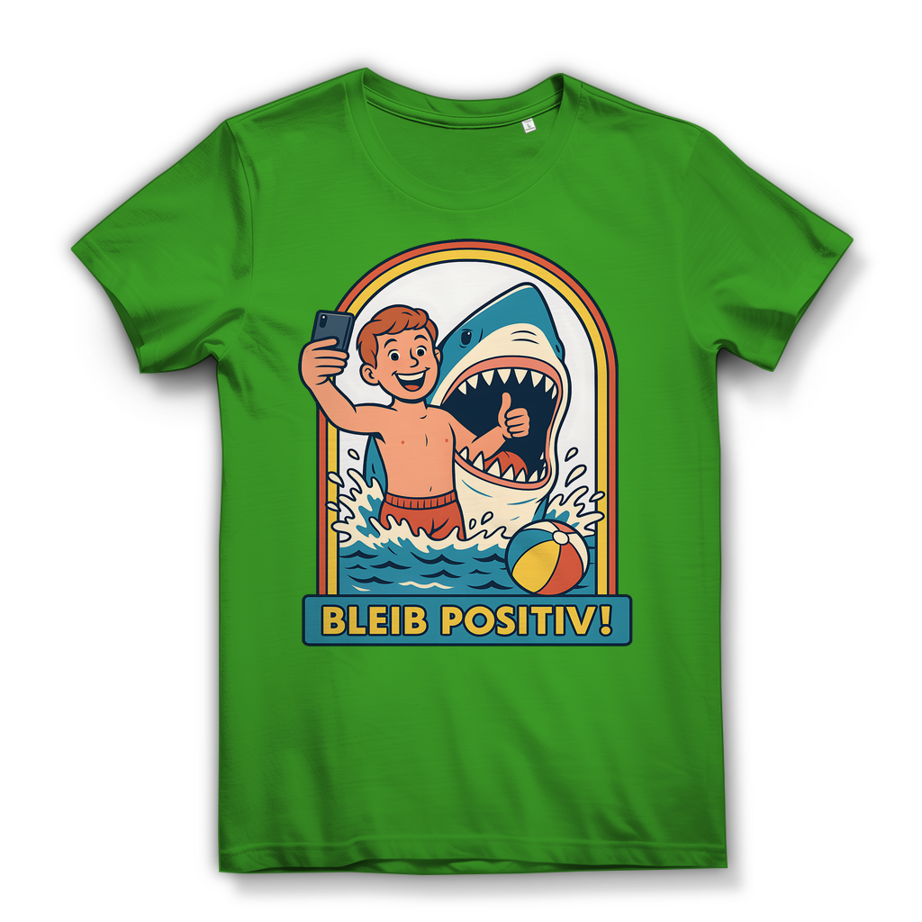 Bleib Positiv Hai Selfie Retro - Damen Premium Bio T-Shirt Real Green