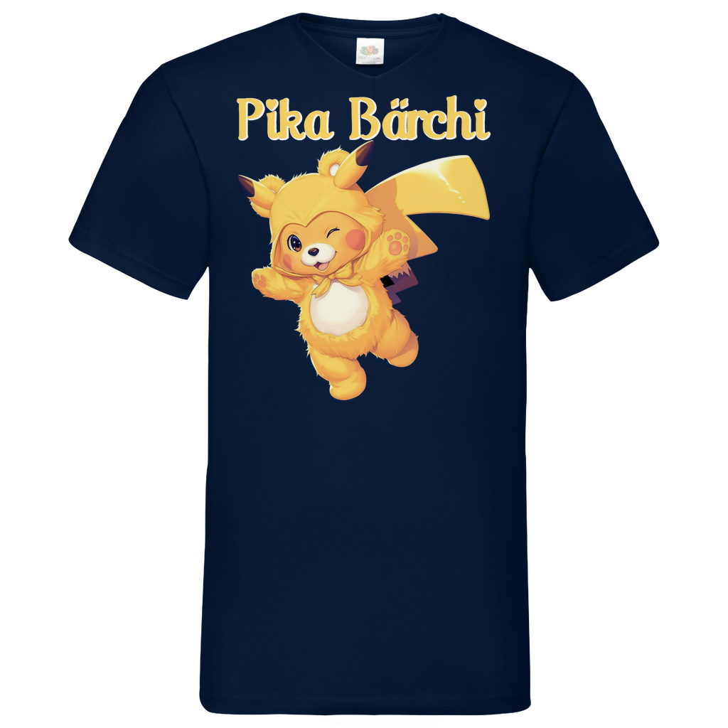 Pika Bärchi - Glücksbärchi - Herren V-Neck Shirt Navy
