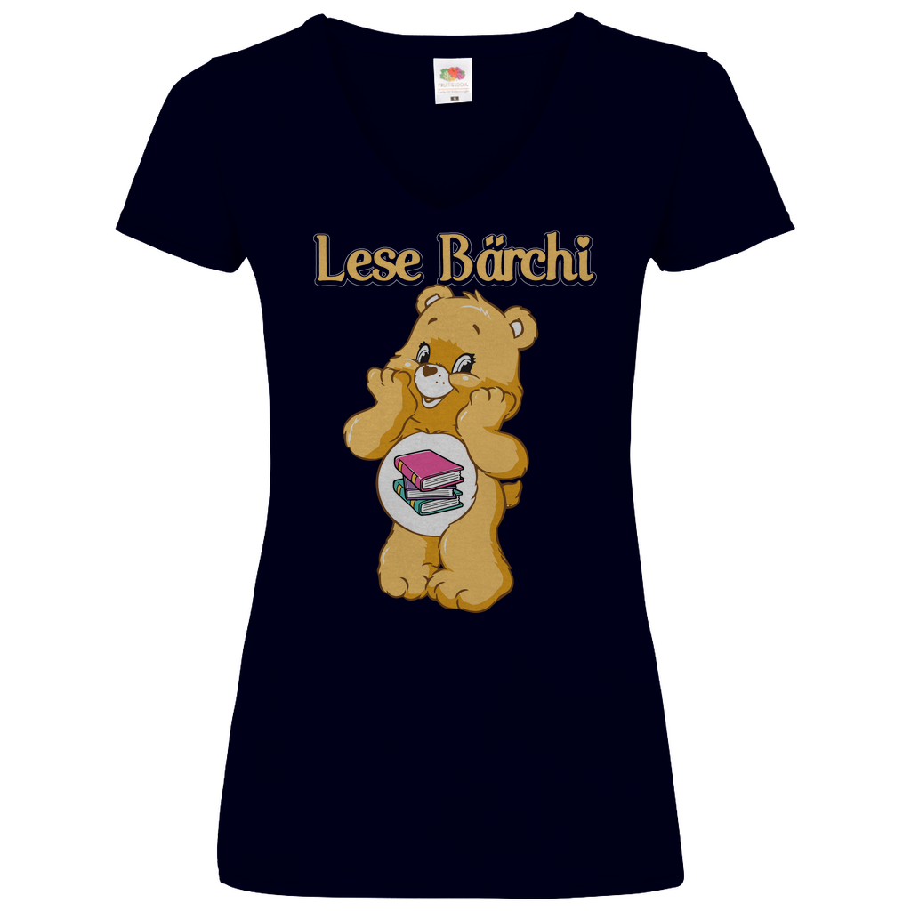 Lese Bärchi - Glücksbärchi - V-Neck Damenshirt Deep Navy