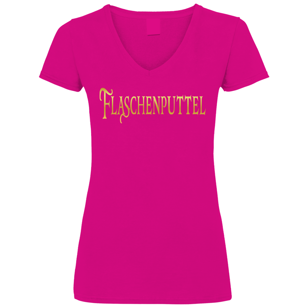 Flaschenputtel - Prinzessin Gold - V-Neck Damenshirt