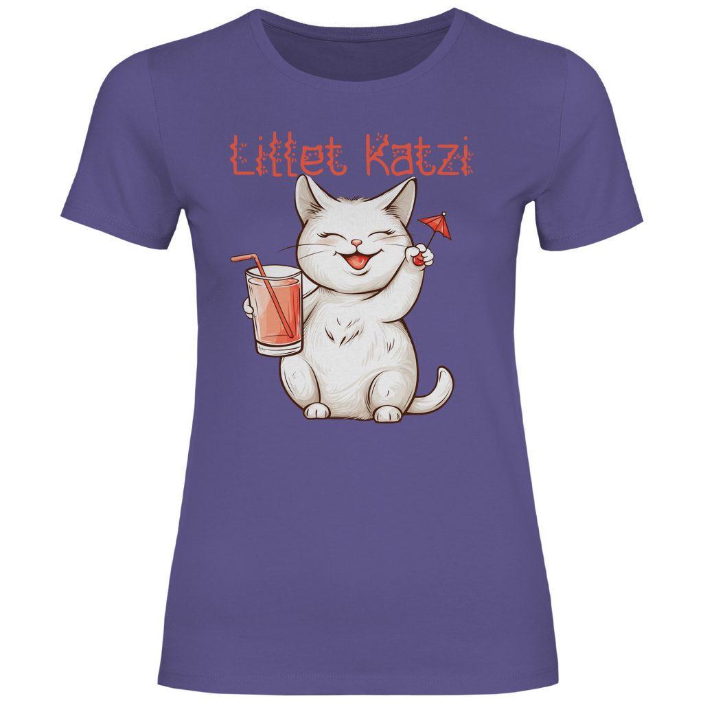 Lillet Katzi Katze - Damenshirt Millennial Lilac
