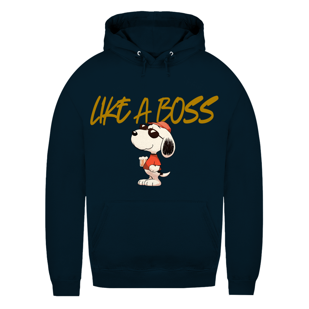 Peanuts Snoopy mit Bier Like a Boss - Damen Hoodie New French Navy