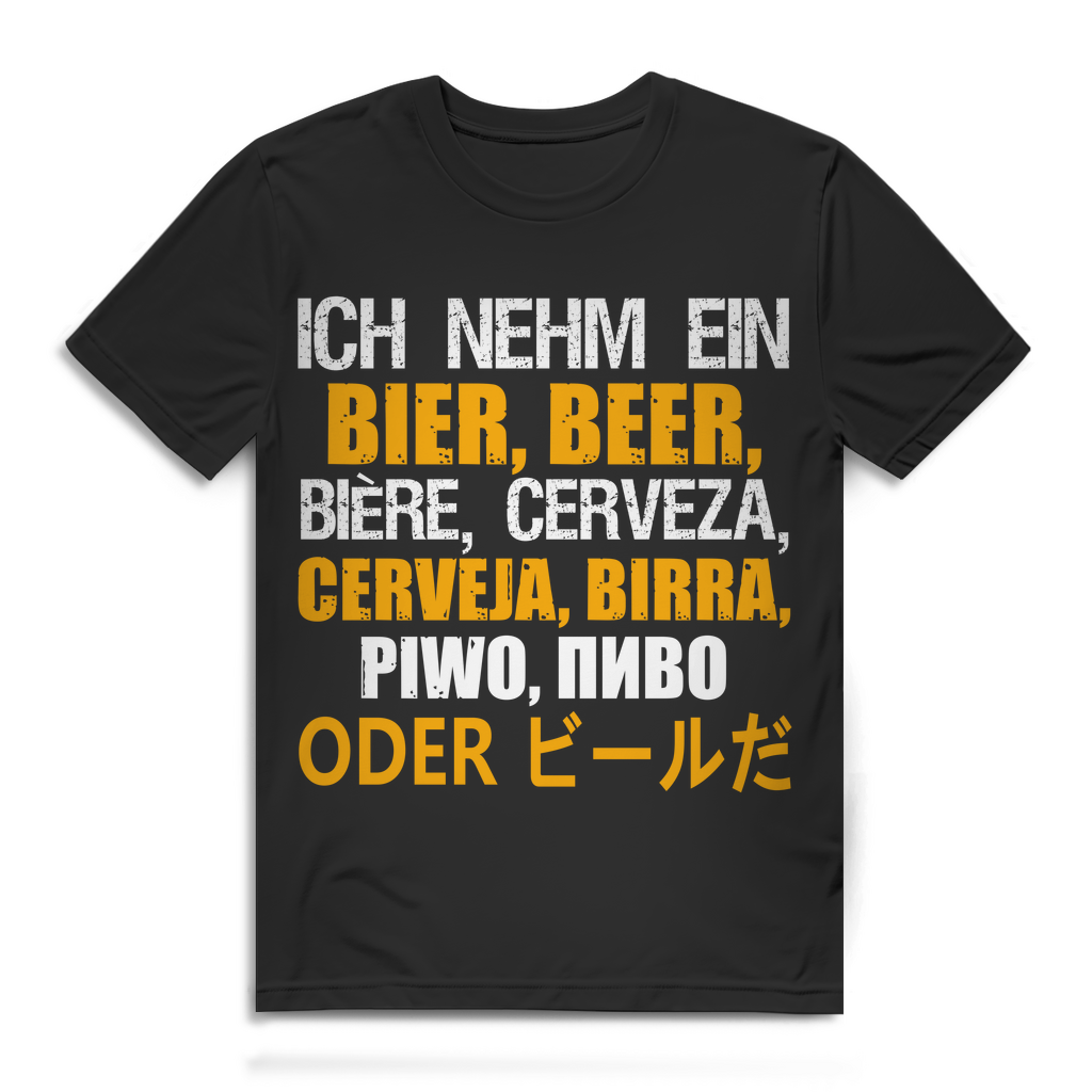 Lustiges Herren T-Shirt Bier Beer Biere Cerveza Cerveja Birra Piwo Pivo Geschenk Black