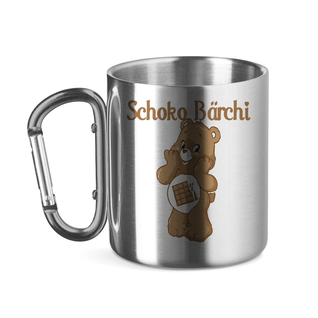 Schoko Bärchi - Glücksbärchi - Edelstahltasse mit Karabinergriff Silver 320 ml