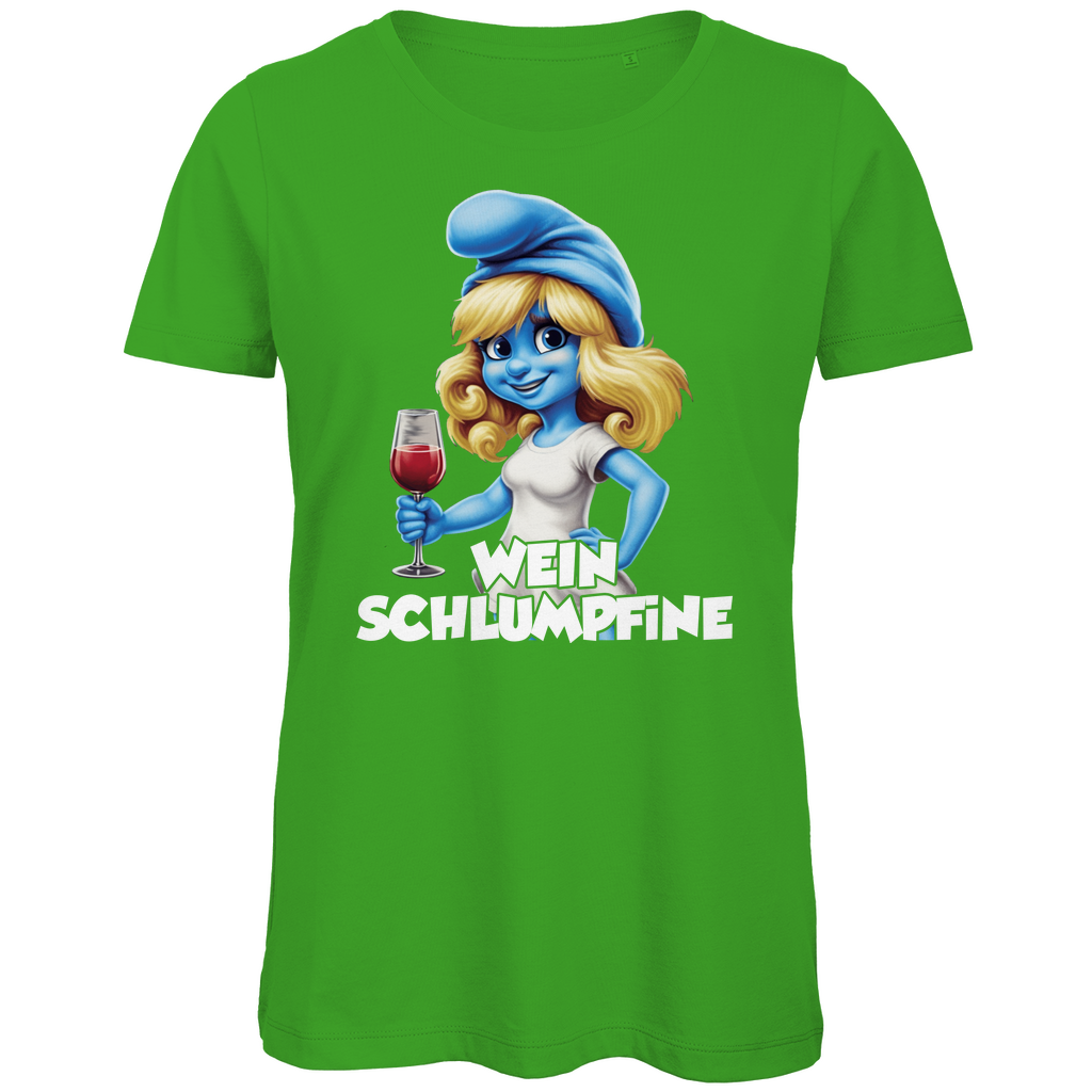 Wein Schlumpfine Grafik - Damen Premium Bio T-Shirt Real Green