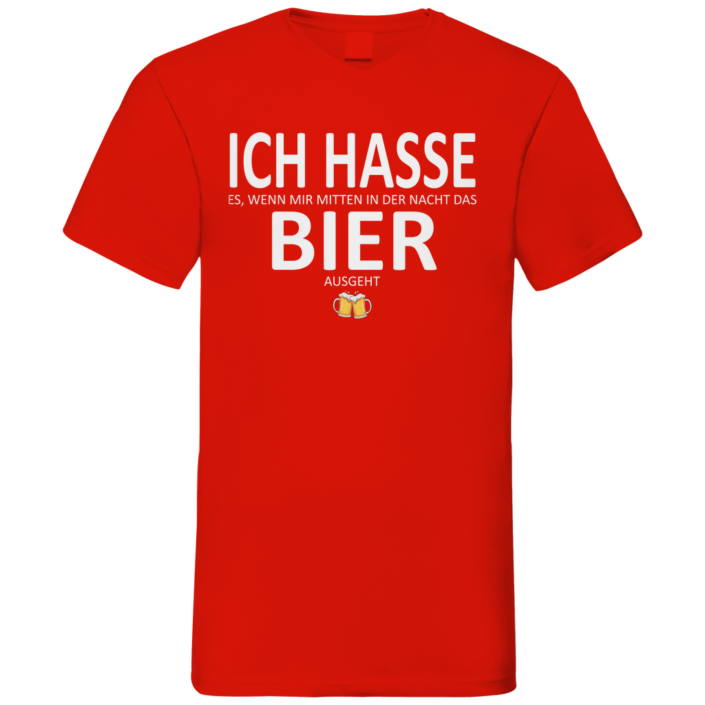 Hasse es wenn mir Bier ausgeht - Herren V-Neck Shirt Red
