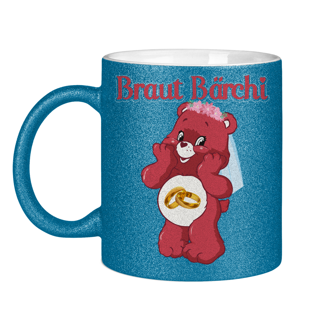 Braut Bärchi - Glücksbärchi - Glitzertasse Blue Glitter One size