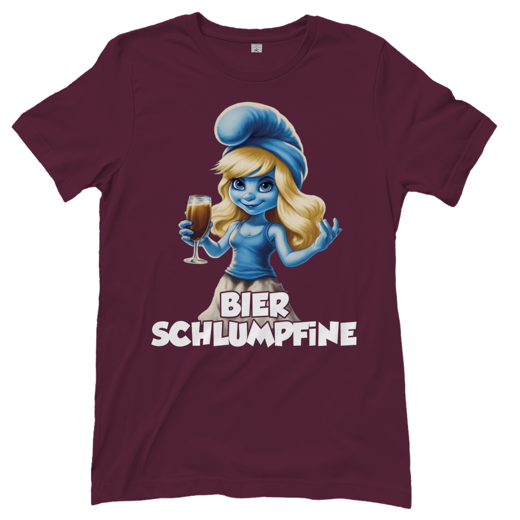 Bier Schlumpfine Grafik - Damenshirt Burgundy