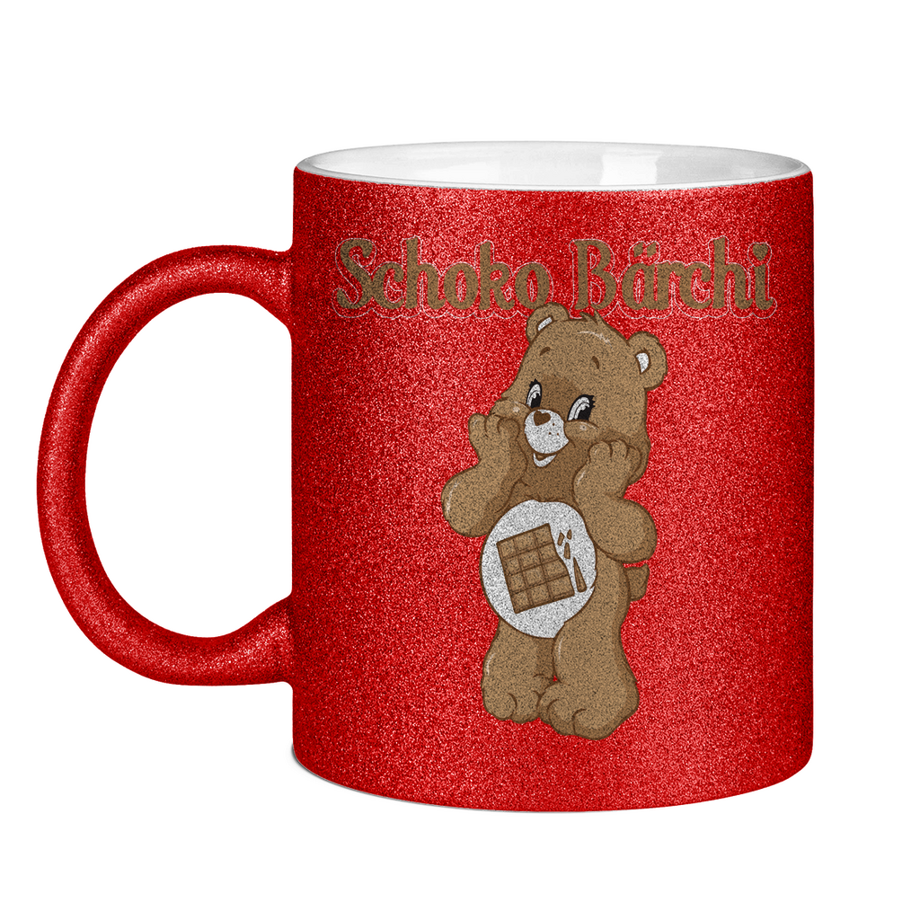 Schoko Bärchi - Glücksbärchi - Glitzertasse Red Glitter One size