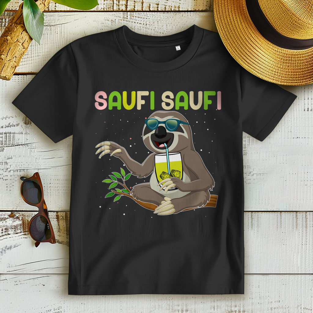 Saufi Saufi Damen T-Shirt Faultier Party Funshirt Frauen Trinken Lustiges Shirt