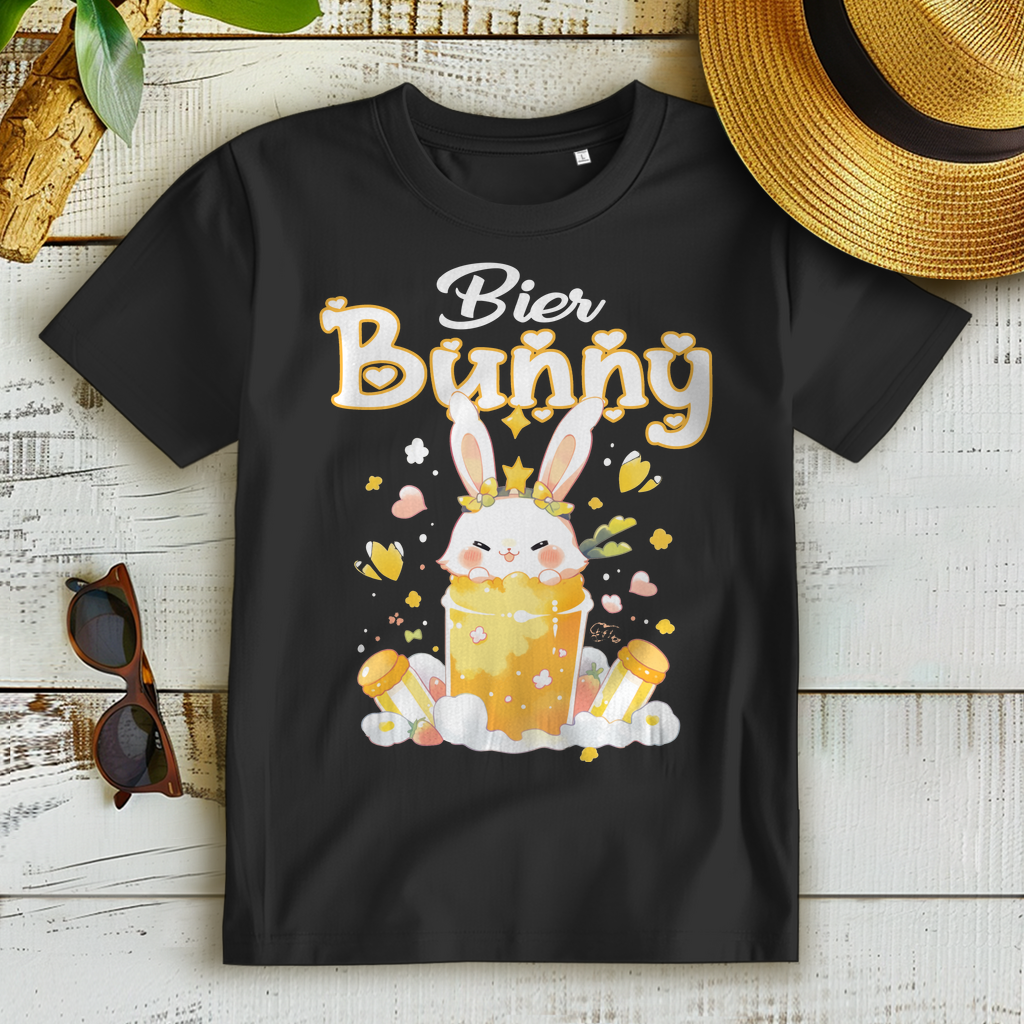 Bier Bunny Hase Hässchen - Damen Premium Bio T-Shirt Schwarz