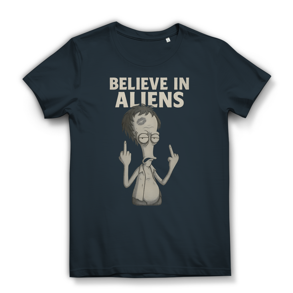 Roger Smith American Dad Believe in Aliens - Damen Premium Bio T-Shirt Dark Grey