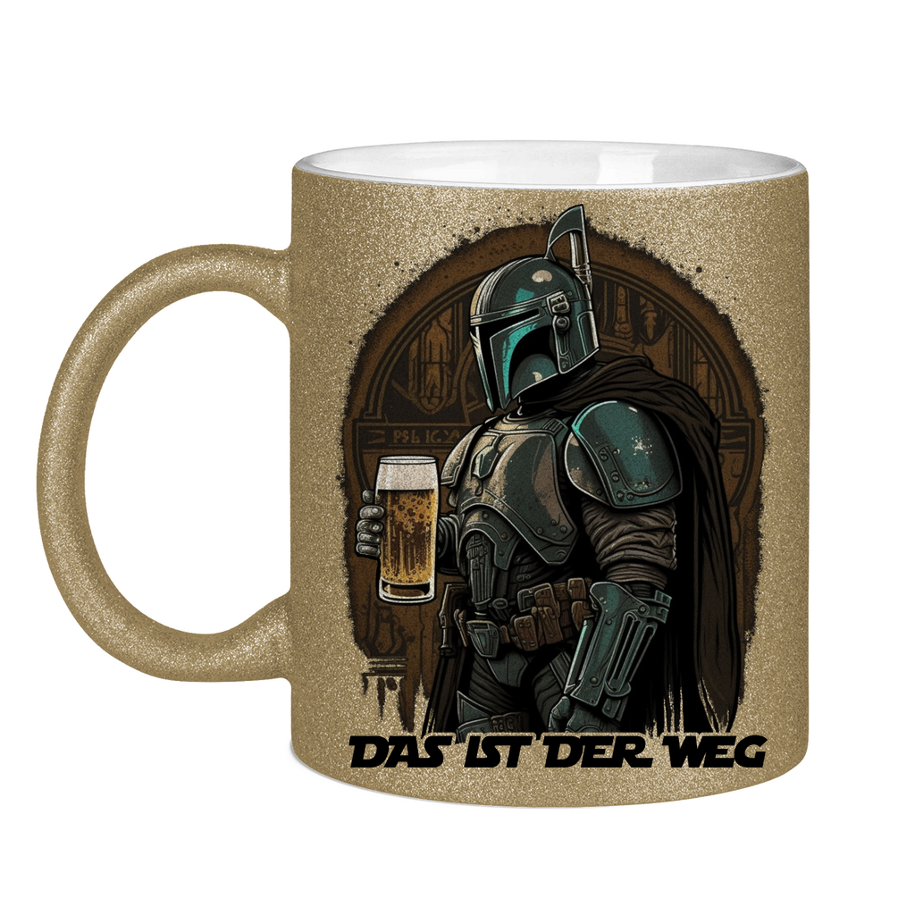 Das ist der Weg Mandalorianer Bier - Glitzertasse Dark Gold Glitter
