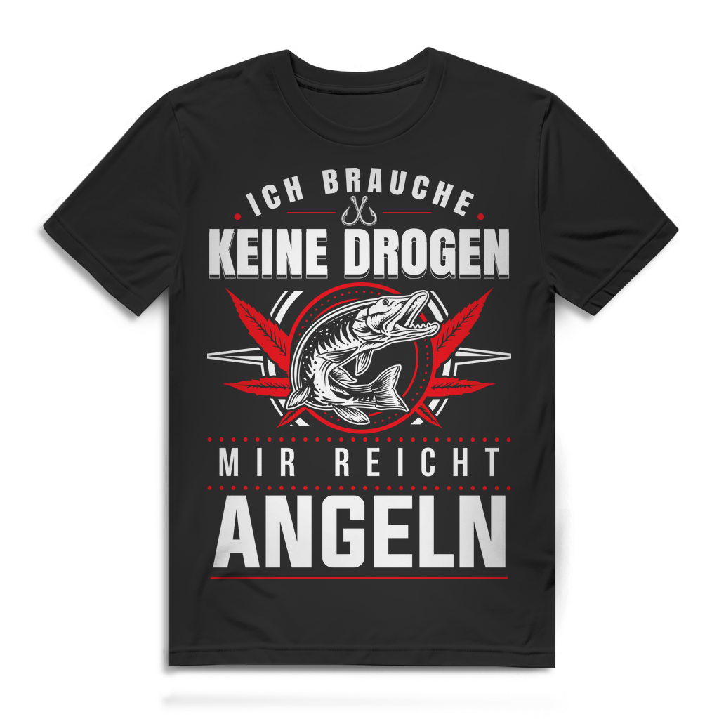 Herren T-Shirt Mir reicht Angeln - Angler Shirt Spruch Bio Baumwolle Black