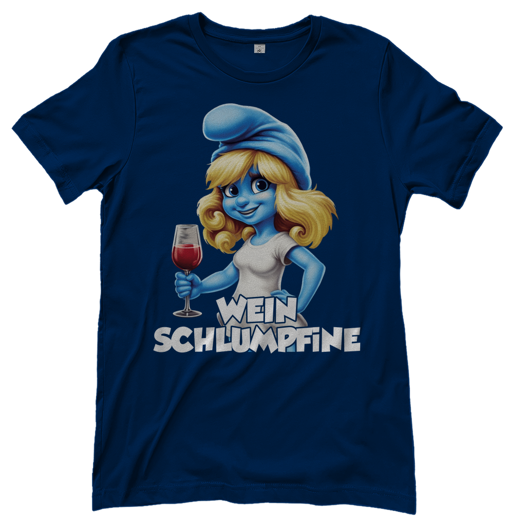 Wein Schlumpfine Grafik - Damenshirt Navy