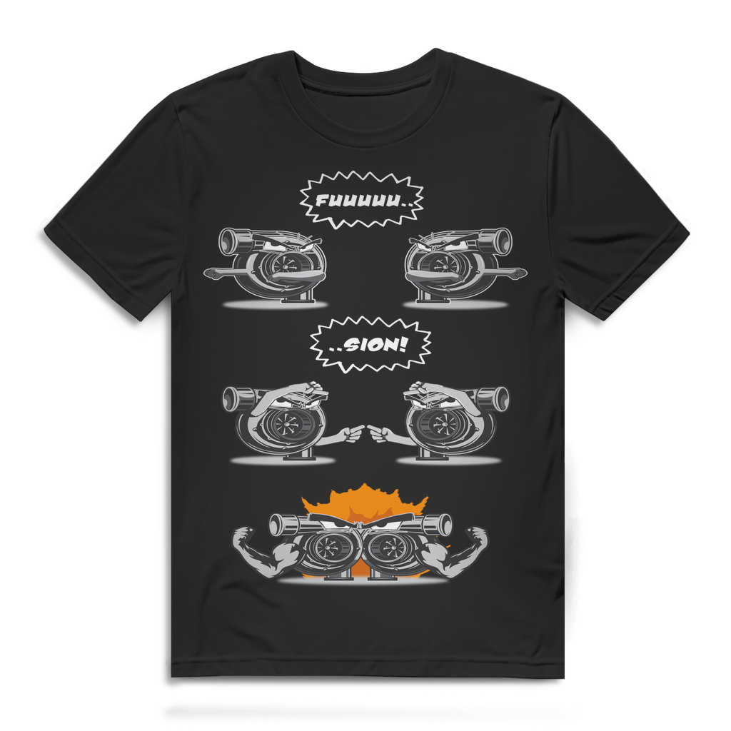 Herren T-Shirt Turbo Fusion Biturbo Tuning Meme Anime Shirt Black