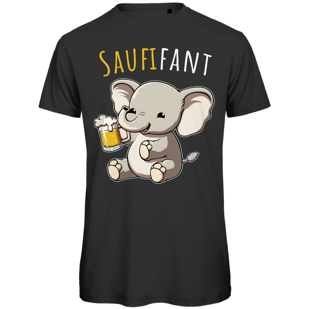 Saufifant süßer Elefant mit Bier - Herren Premium Bio T-Shirt Black