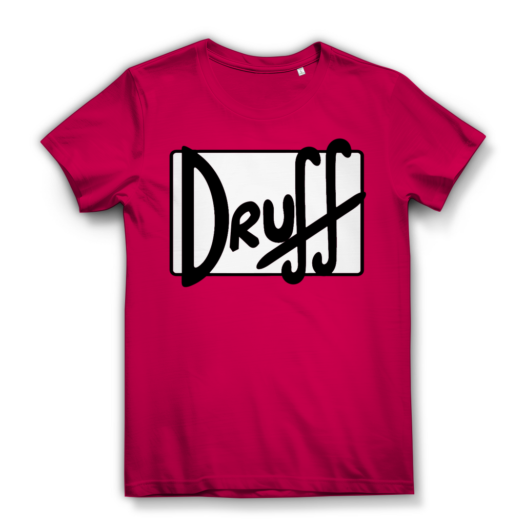 Damen Premium Bio T-Shirt druff – Bold Retro Logo Design im Cartoon-Style