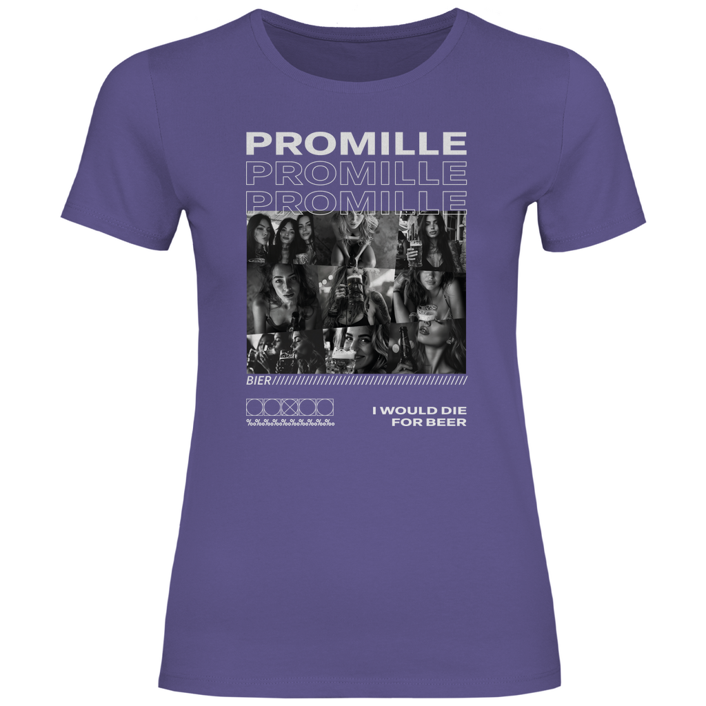 Promille Bier i would die for beer - Damenshirt Millennial Lilac
