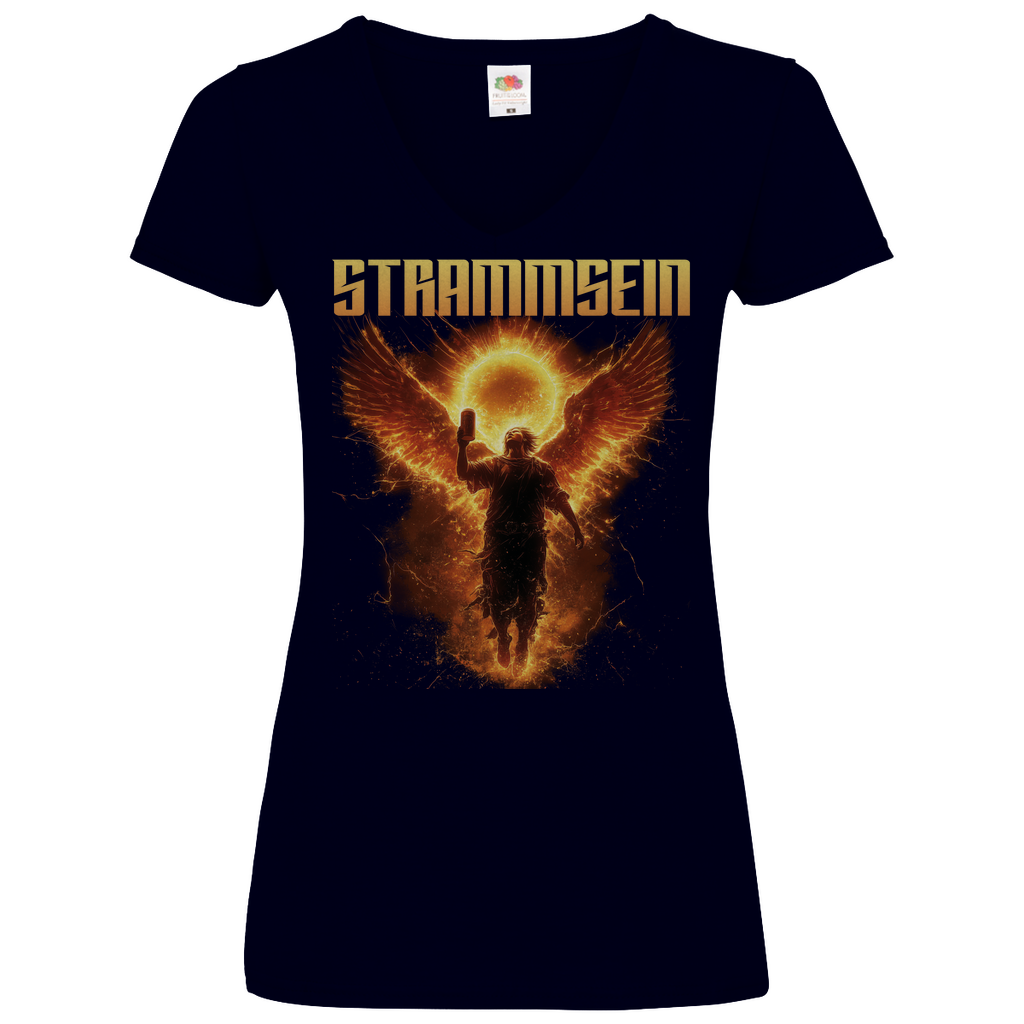 Strammsein Du Ich Wir Bier - V-Neck Damenshirt Deep Navy