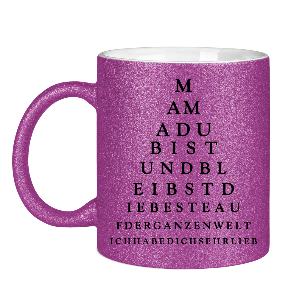 Mama du bist und bleibst die beste - Glitzertasse Purple Glitter One size