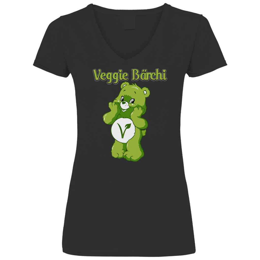 Veggie Bärchi - Glücksbärchi - V-Neck Damenshirt Black