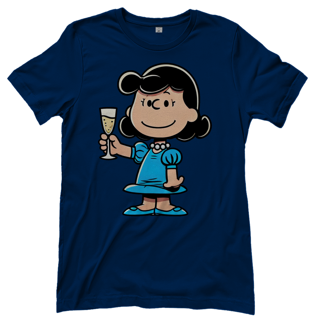 Lucy van Pelt mit Sekt - Die Peanuts - Damenshirt Navy