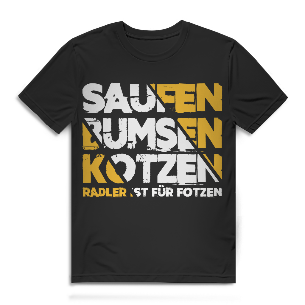 Saufen Bumsen Kotzen Radler ist für Fotzen - Herren Premium Bio T-Shirt Black
